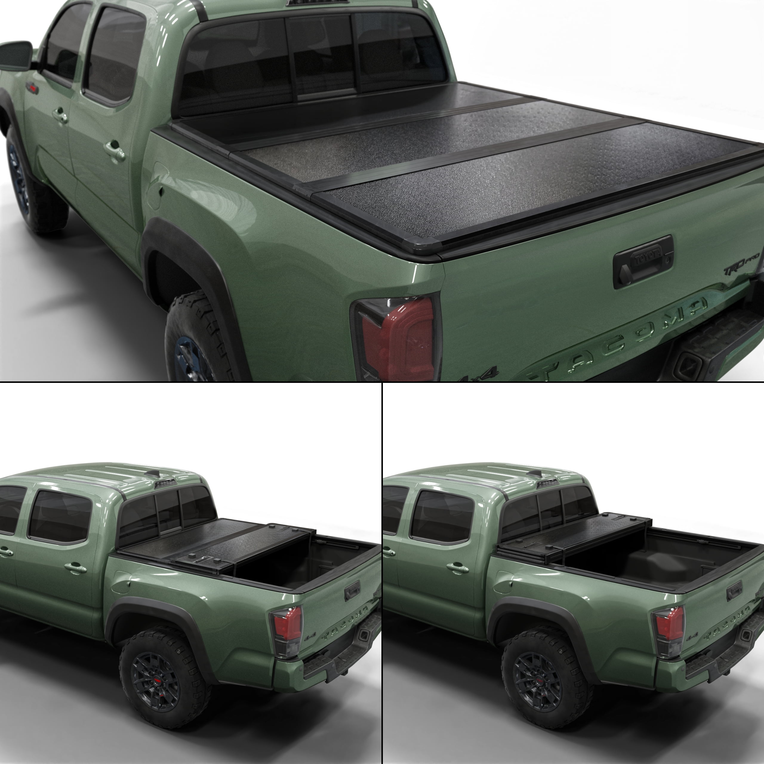 Toptiny Hard Tri-Fold Truck Bed Tonneau Cover Fits 05–15 Toyota Tacoma w/ OE Track System 6'2" Bed waterproof pickup bed topper