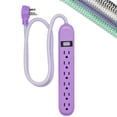 thumbnail image 1 of Protector contra Sobretensiones Cordinate Morado con Cable Trenzado de 3 Pies y Enchufe Plano, 1 of 6