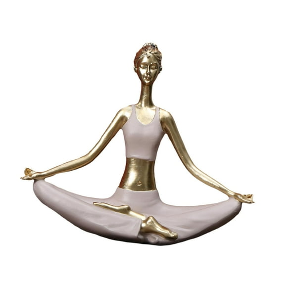 ziyahi Yoga Statue Decorative Resin Women Yoga Statue Pose for Shelf Office Desktop Style C Gold Style B