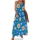 thumbnail image 1 of Vestido largo retro con flores, amarillo, azul y floral, sexy, con escote en V, estilo bohemio, con tirantes, estético, de gran tamaño, 1 of 7