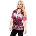 thumbnail image 4 of HAPPY BAY Hawaiian Shirts Womens Summer Button Down Beach Party Blouse Shirt Floral Blouses Short Sleeve Tops Dress Shirts for Women XXL Dark Bushy, Pink, 4 of 5