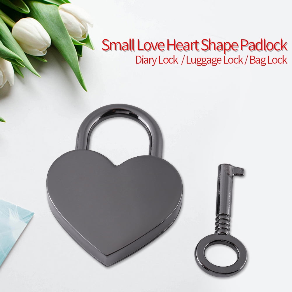 MagiDeal Heart Shape Padlock Tiny Luggage Bag Diary Lock Key Silver Lot of 3 