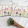 thumbnail image 3 of Spring Flowers Tulip Lavender Eucalyptus Butterfly Throw Lumbar Pillow Covers Set of 2, 12 x 20 Inch Spring Decorations Rustic Floral Farmhouse Summer Seasonal Cushion Case for Sofa Couch, 3 of 5