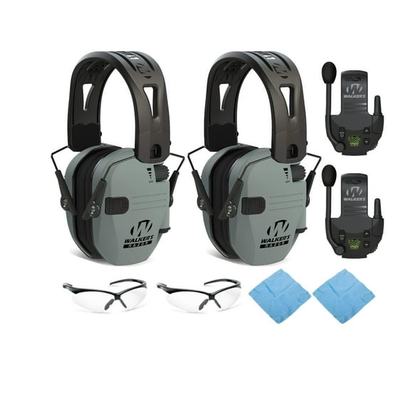 Walkers Razor Tacti-Grip with Rubber Headband (Gray) w/Glasses Bundle  (2-Pack)