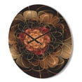 thumbnail image 3 of Designart 'Red Dark Gold Fractal Flower Pattern ' Modern Wood Wall Clock, 3 of 5