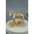 thumbnail image 4 of Kamadhenu Cow Feeding Her Calf Idol in Gold & Silver - 3 Inches, 4 of 4