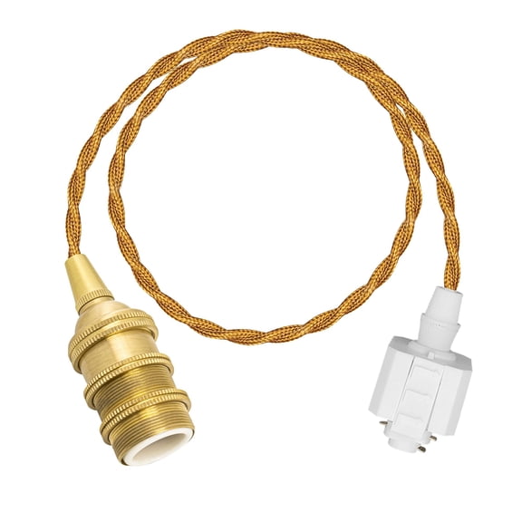 KAYYELAMP Vintage Gold Twisted Cord 59" Length H-Type Track Mount Lighting E12 Mini Brass Base Industrial Style for Store Kitchen(No Bulb, Track)