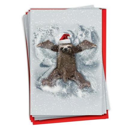 NobleWorks, Sloth Angel - 12 Funny Christmas Thank You Cards Boxed - Bulk Set, C6214XTG-B12x1