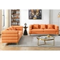thumbnail image 2 of 2 Pieces Chesterfield Teddy Fabric Upholstered Sofa Set, 6 Seaters Modular Couch with Pillows and Metal Legs for Living Room Office Apartment, 2 of 12