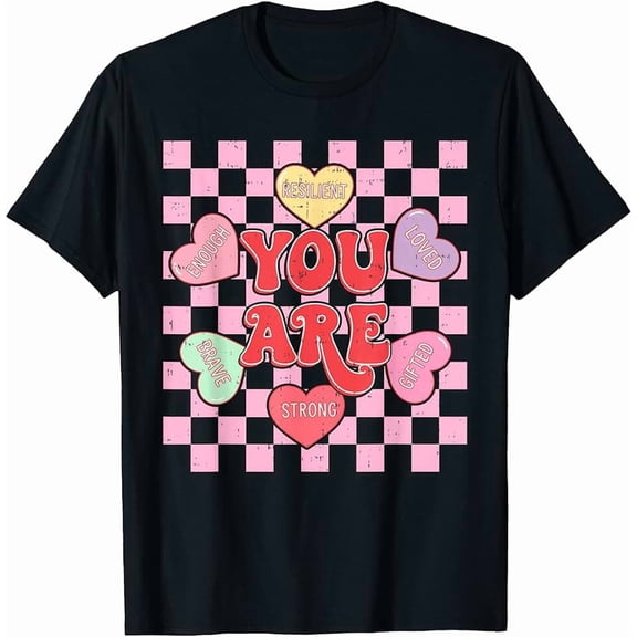 Motivational Conversation Heart Print for Women Men Casual Short Sleeve Tee Shirt