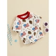 thumbnail image 4 of Musuos 4th of July Baby Summer Romper 3M 6M 12M 18M Baseball Flag Print Short Sleeve Newborn Jumpsuit for Boy Girls Cute Clothes, 4 of 9