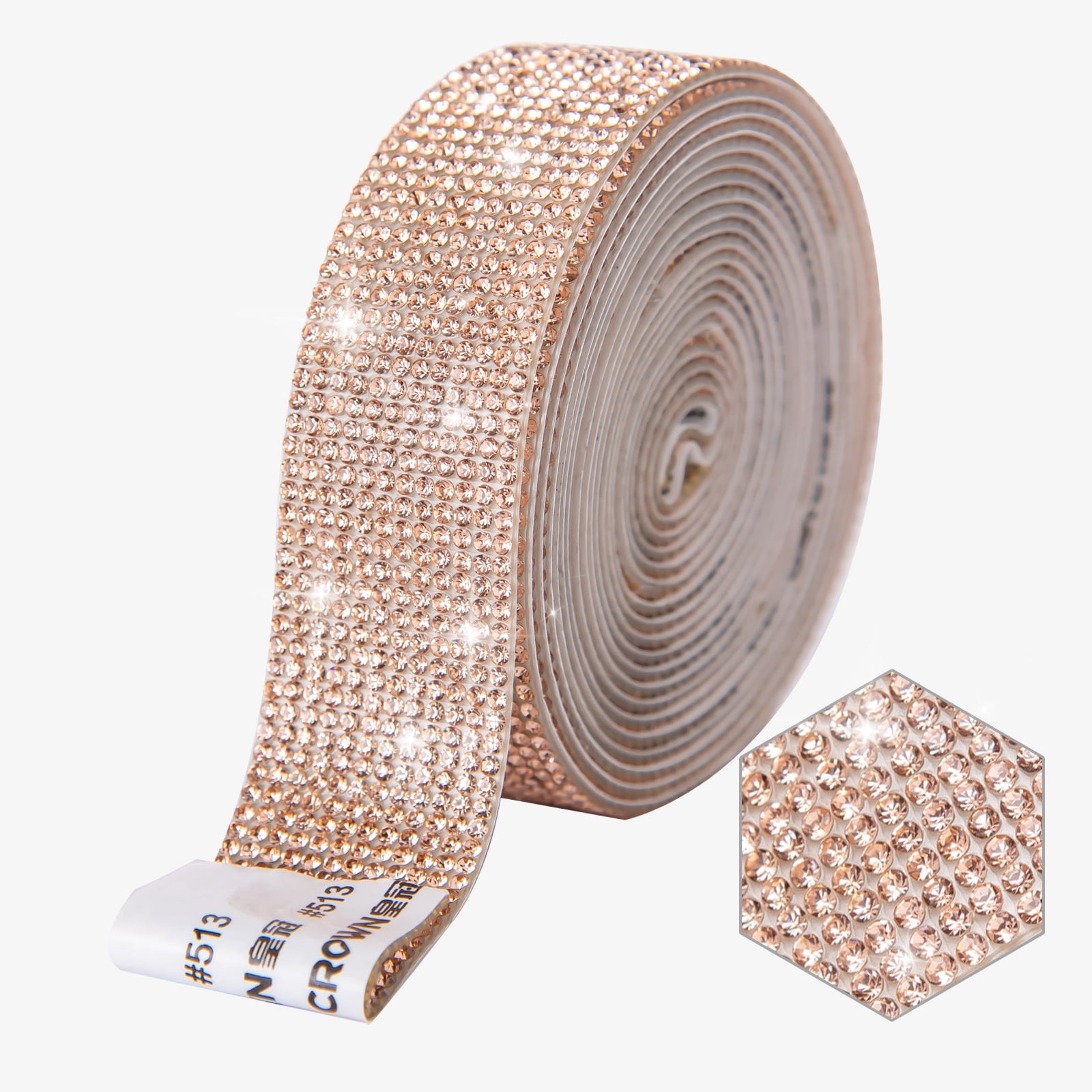 Uxcell 3 Yards Resin Rhinestone Ribbon 15mm Crystal Rhinestone Strips Self Adhesive Bling Diamond Ribbon, Golden, Size: 15 mm