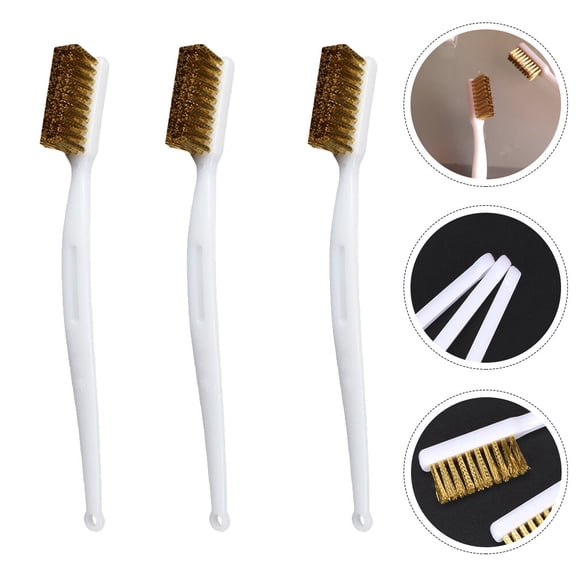 FUTUREORYY 3Pcs Wire Cleaning Brush for Cleaning with Copper Wire in White for Machine Cleaning