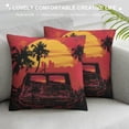 thumbnail image 3 of Orinice Sunset Palm Trees Graphic Decorative Cushion Throw Pillow Cover for Home Couch Living Room Bed Sofa - High-Quality Summer Short Plush 1PC 12x12in, 3 of 5
