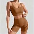 thumbnail image 4 of GILIGEGE Two Piece Workout Sets for Women Ribbed Tank Crop Tops Seamless High Waist Booty Biker Shorts Athletic 2 Piece Summer Outfits Seamless Yoga Outfits Lounge Matching Gym Clothing Set Coffee, 4 of 7