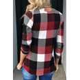 thumbnail image 3 of Women's Red Contrast Plaid V Neck Long Sleeve Top, 3 of 18