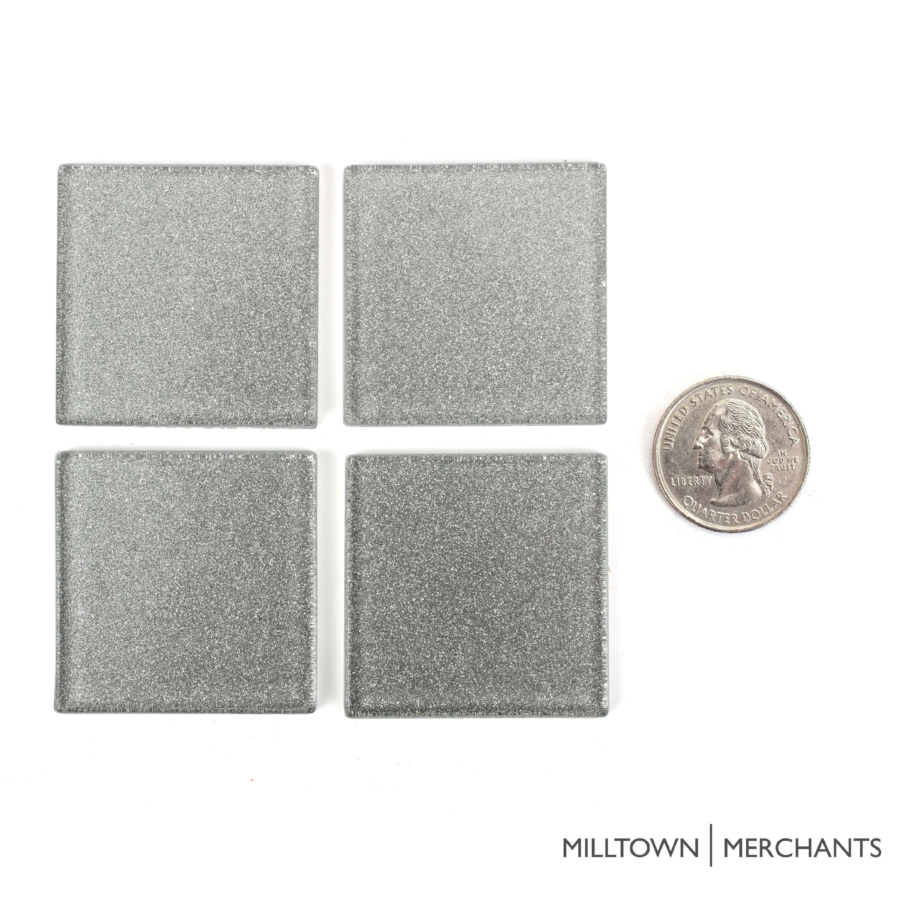 Milltown Merchants Silver Glitter Mega Mosaic Tile 1.8 Inch Large (3 lbs)