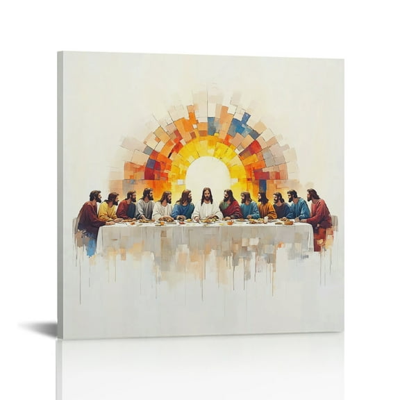 Jesus Last Supper Vintage Canvas Wall Art Print , Christian Pictures Canvas Print Posters Wall Decor, Religious Christian Gifts Wall Art Home Decor for Church Living Room Dining Room Decor Framed ﻿