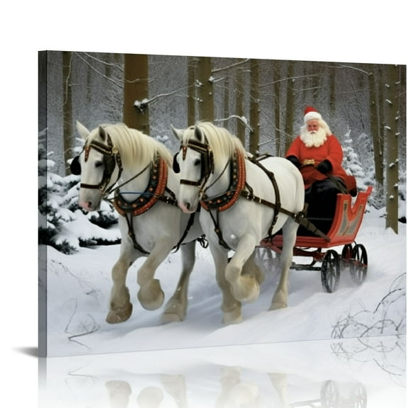 Awypu  IDEA4WALL Canvas Wall Art Christmas Santa Claus Decor Painting Artwork for Home Prints Framed