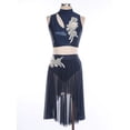 thumbnail image 7 of iiniim Lyrical Dance for Women Sequin Crop Top Mesh Tulle Leotard Skirt Modern Contemporary Dancewear Navy Blue L, 7 of 7