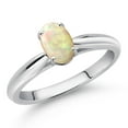 thumbnail image 2 of Gem Stone King 10K White Gold White Ethiopian Opal Solitaire Engagement Ring for Women (0.51 Cttw, Oval Cabochon 7X5MM, Gemstone Birthstone, Size 8), 2 of 4
