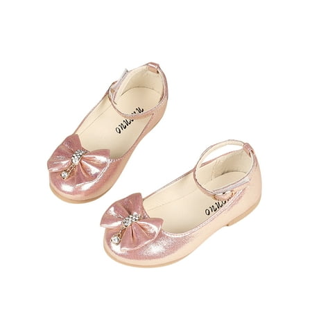 

Woobling Girl s Flats Ankle Strap Mary Jane Bowknot Dress Shoes School Princess Shoe Cute Comfort Anti-Slip Pink 12C