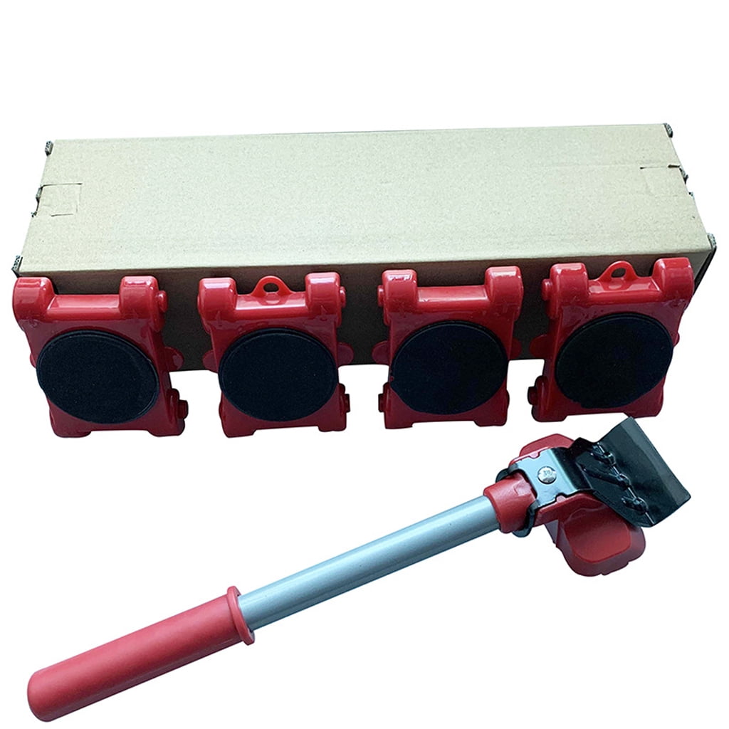 XISAOK Furniture Mover Tool Transport Lifter Heavy Stuffs Moving 4 Wheeled Roller with 1 Bar Set