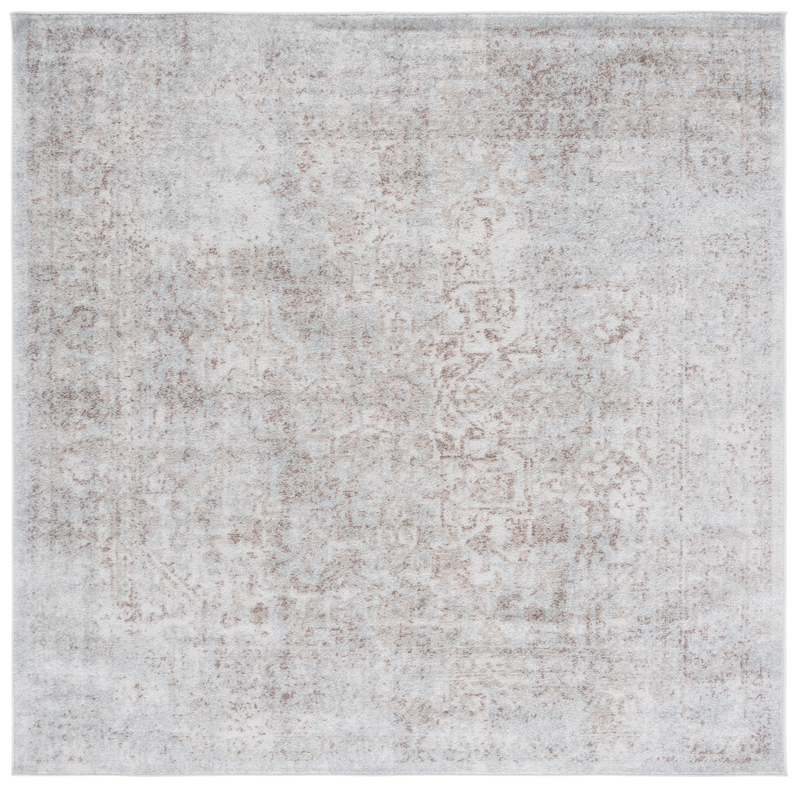 SAFAVIEH Square Rug 12' - Evoke Collection - X-Large - Traditional Design, Ivory & Taupe, Non-Shedding & Easy Cleaning, Ideal for Living Room, Bedroom, Dining Space