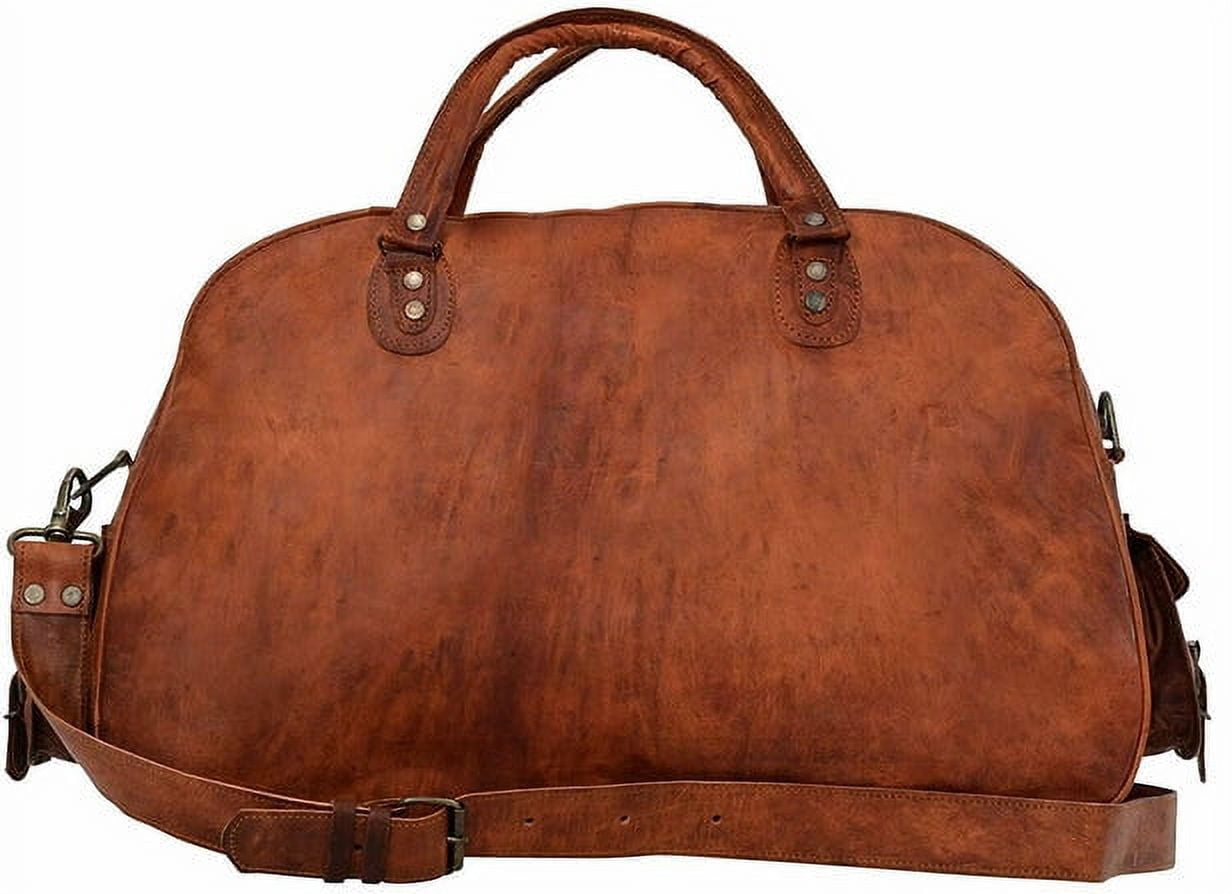MaheTri Brown Leather Travel Duffel Bag, Gym Sports Bag Luggage Carry-On Bag