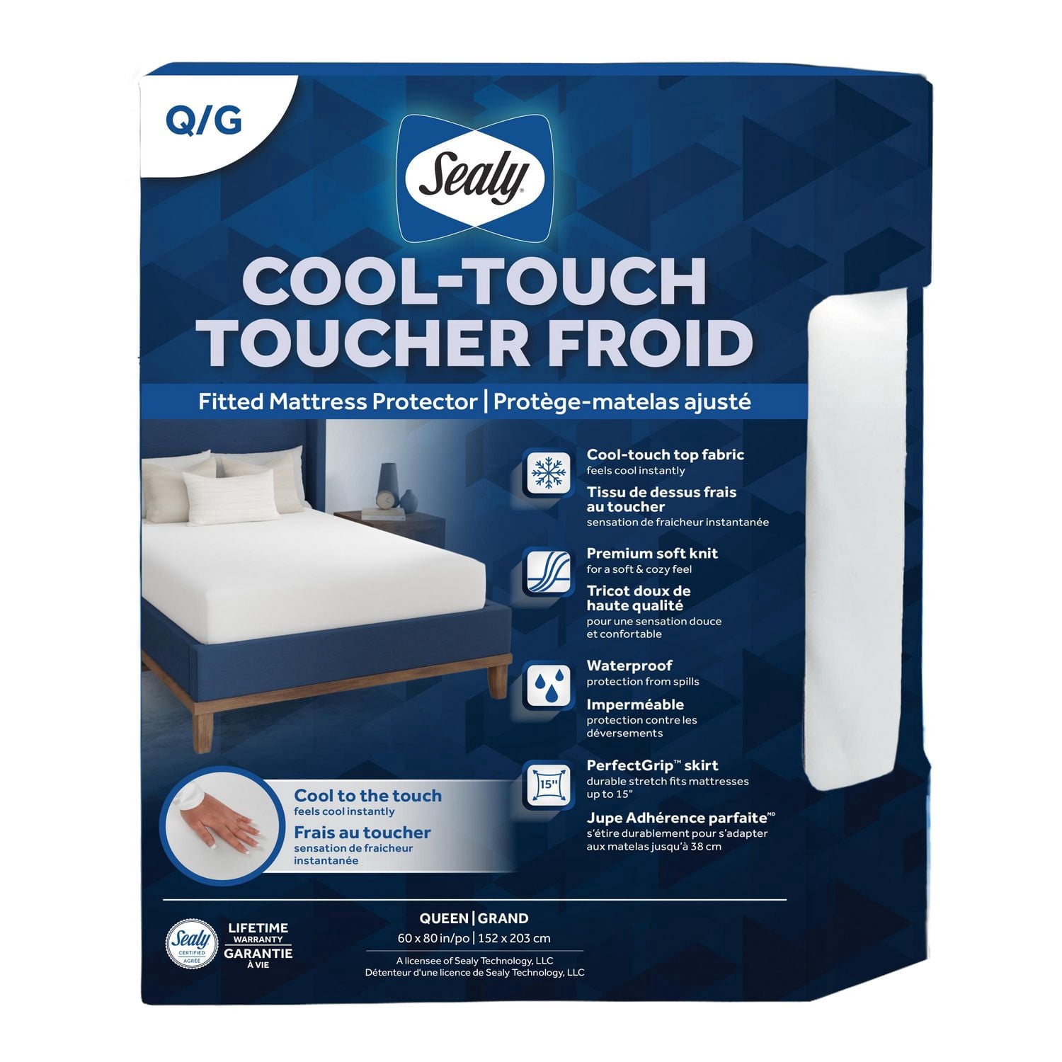 シーツ・カバー Bed Pad Cool/Comforter CoolOrganicCotton Sealy CoolTemp™ Mattress Protector, Queen - Fitted, Waterproof