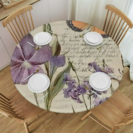 

Patifu Flowers Butterflies Round Tablecloth Stain-Resistant Waterproof 100% Polyester Ideal for Indoor Outdoor Restaurants Weddings Parties 42 -46