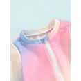 thumbnail image 4 of Bagilaanoe Toddler Baby Girl One-Piece Swimsuit Gradient Color Long Sleeve Zipper Rashguard Swimwear 6M 12M 2T 3T 4T Kids Ruffle Bathing Suit, 4 of 8