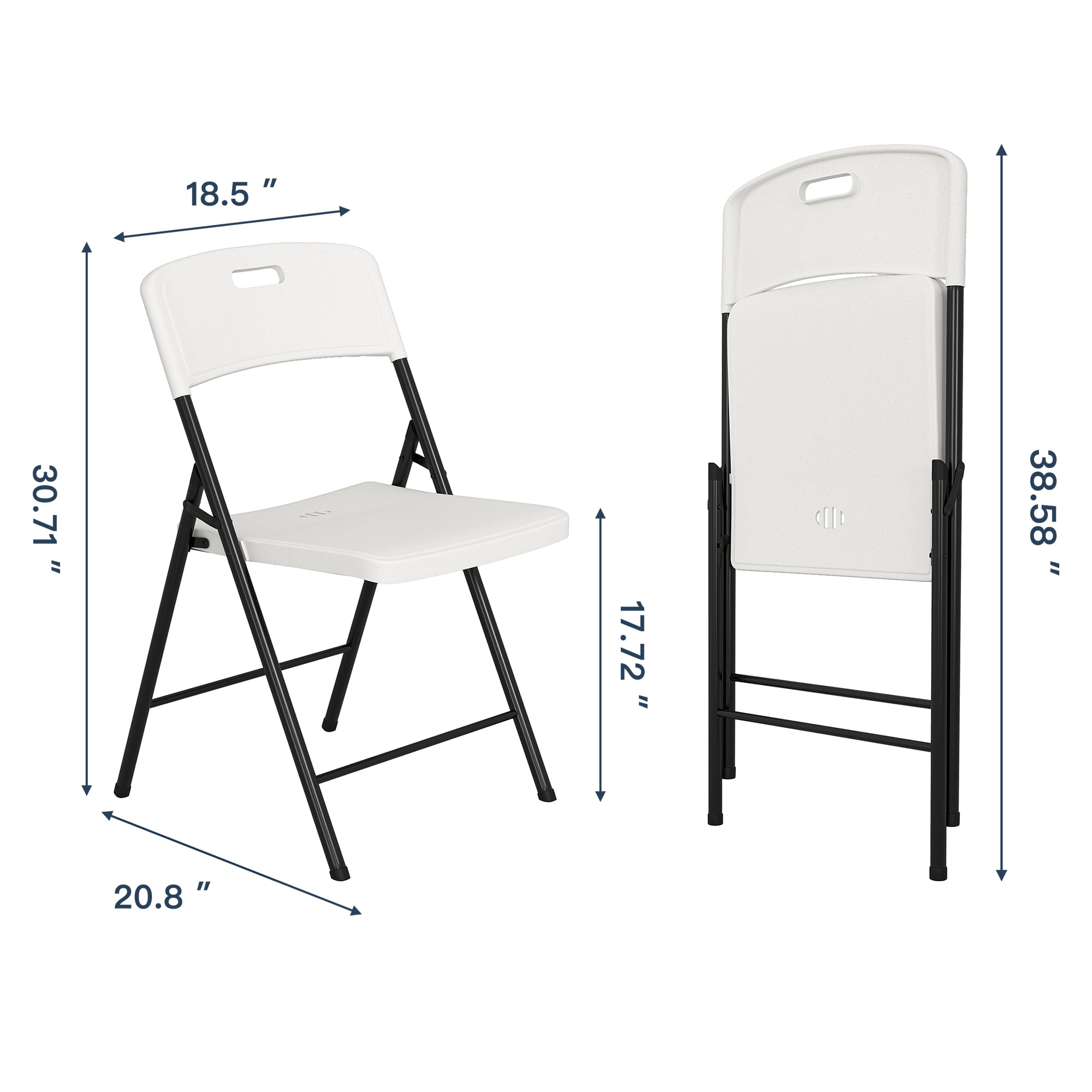 Demi Bonn 4 Pack Folding Chairs, Foldable Chair Portable Plastic Seat with Steel Frame for Indoor Outdoor Dinning Party Wedding School Use, White