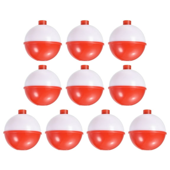 1.75 Inch Fishing Bobbers, Plastic Push Button Round Fishing Float, Red and White 50 Pack