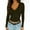 #9Army Green, variant on Womens Casual V Neck Long Sleeve Shirts Going Out Double Lined Crop Tops Slim Fitted Basic Tee