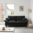 thumbnail image 3 of 2-Seater Loveseat Sofa Couch, Modern Fabric Small Sofa with Throw Pillows, Comfy Cloud Couch for Living Room Bedroom Apartment (Black), 3 of 11