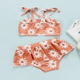 thumbnail image 3 of Toddler Girls 2PCS Swimwear Set Spaghetti Strap Sleeveless Daisy Printed Vest Ruffle Underpants Pink 3-4 Years, 3 of 7