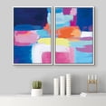 thumbnail image 2 of PixonSign Framed Canvas Print Wall Art Set Neon Pastel Colorblocks Geometric Shapes Illustrations Modern Art Contemporary Colorful Multicolor Ultra for Living Room, Bedroom, Office - 24"x36"x2 WHITE, 2 of 5