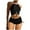 Black, variant on Lovskoo Two Piece Swimsuit for Women Halter Neck Solid Color Tie Front Swim Suits for Women 2024 Black L