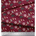 thumbnail image 3 of Soimoi Red polyester Crepe Fabric Wild Life Animal Printed Fabric 1 Yard 42 Inch Wide, 3 of 3