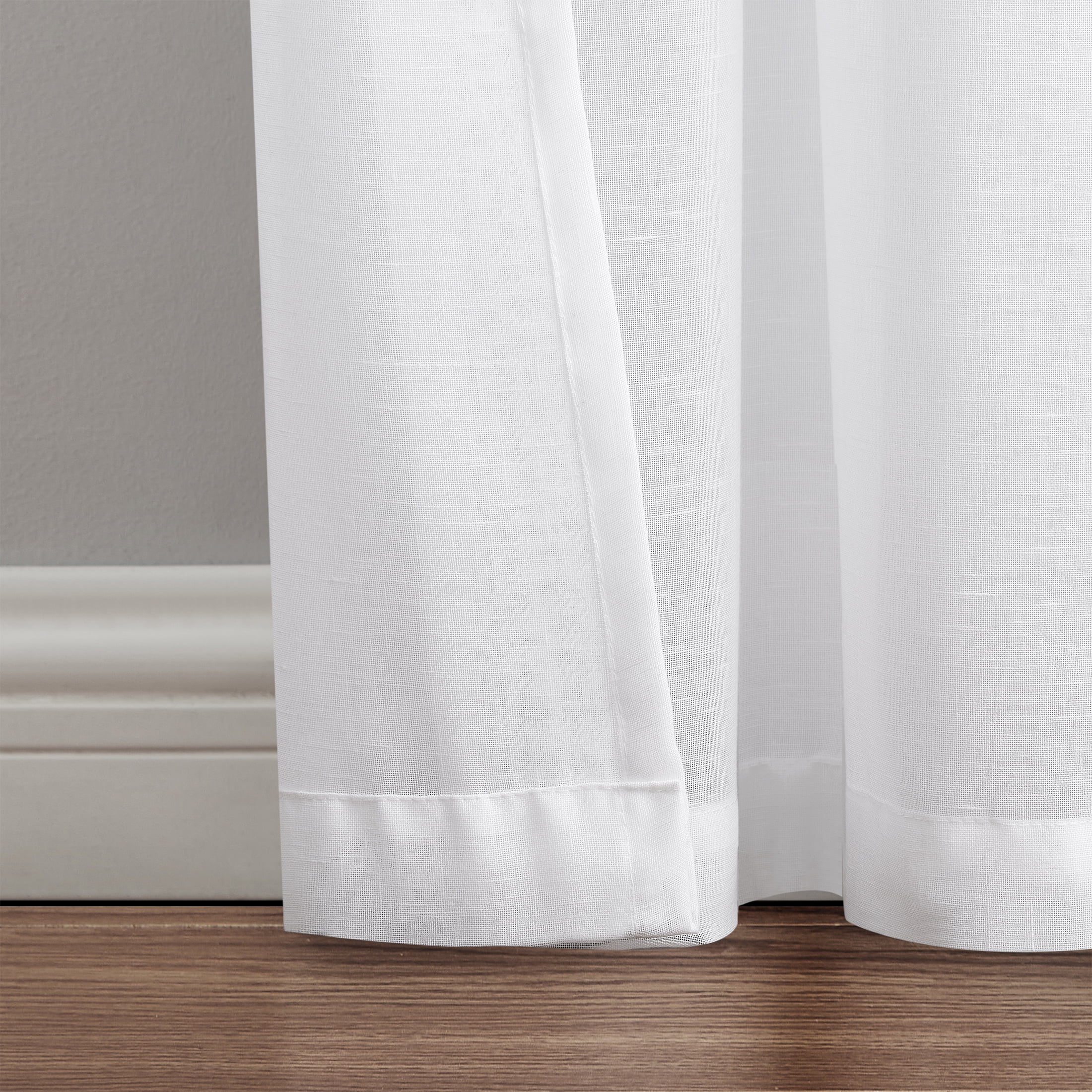 Indigo Ink Mia White Solid Knotted Tie Top Sheer Curtain Panel, 70" x 84"