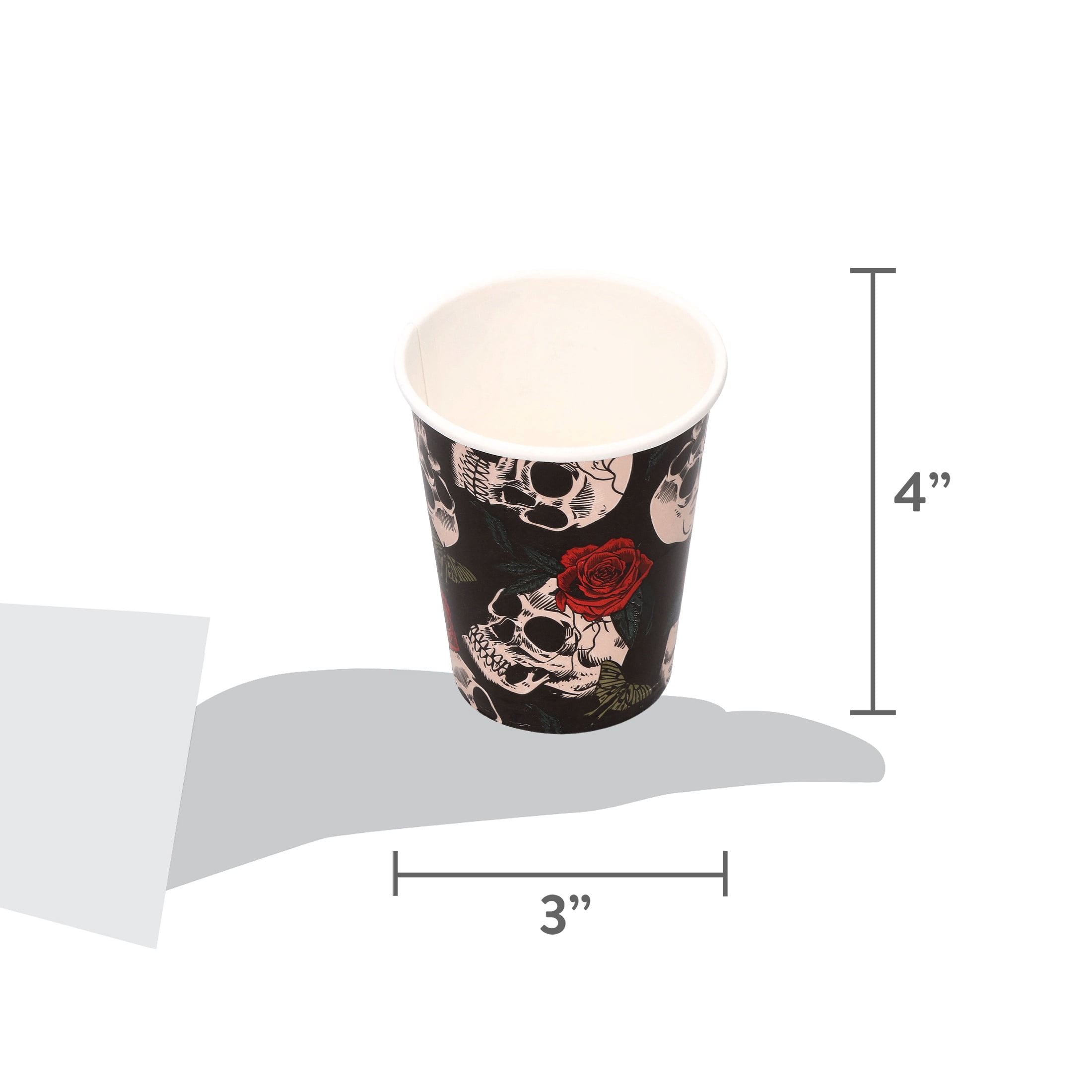 Skulls and Roses Disposable Paper Cups, Multicolor, 9 oz, 8 Count, Halloween by Way To Celebrate