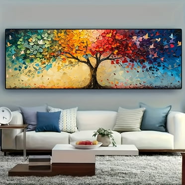Large Tree of Life Canvas Painting - Abstract Wall Art - Kitchen, Bathroom, Living Room, Bedroom Decoration - Art on Canvas (Frameless)
