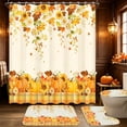thumbnail image 3 of FRAMICS Fall Pumpkin Shower Curtain Sets with Rugs, 16-Piece Thanksgiving Sunflower Buffalo Plaid Bathroom Sets with Hooks, Waterproof Fabric Bathroom Decor Set, 3 of 11