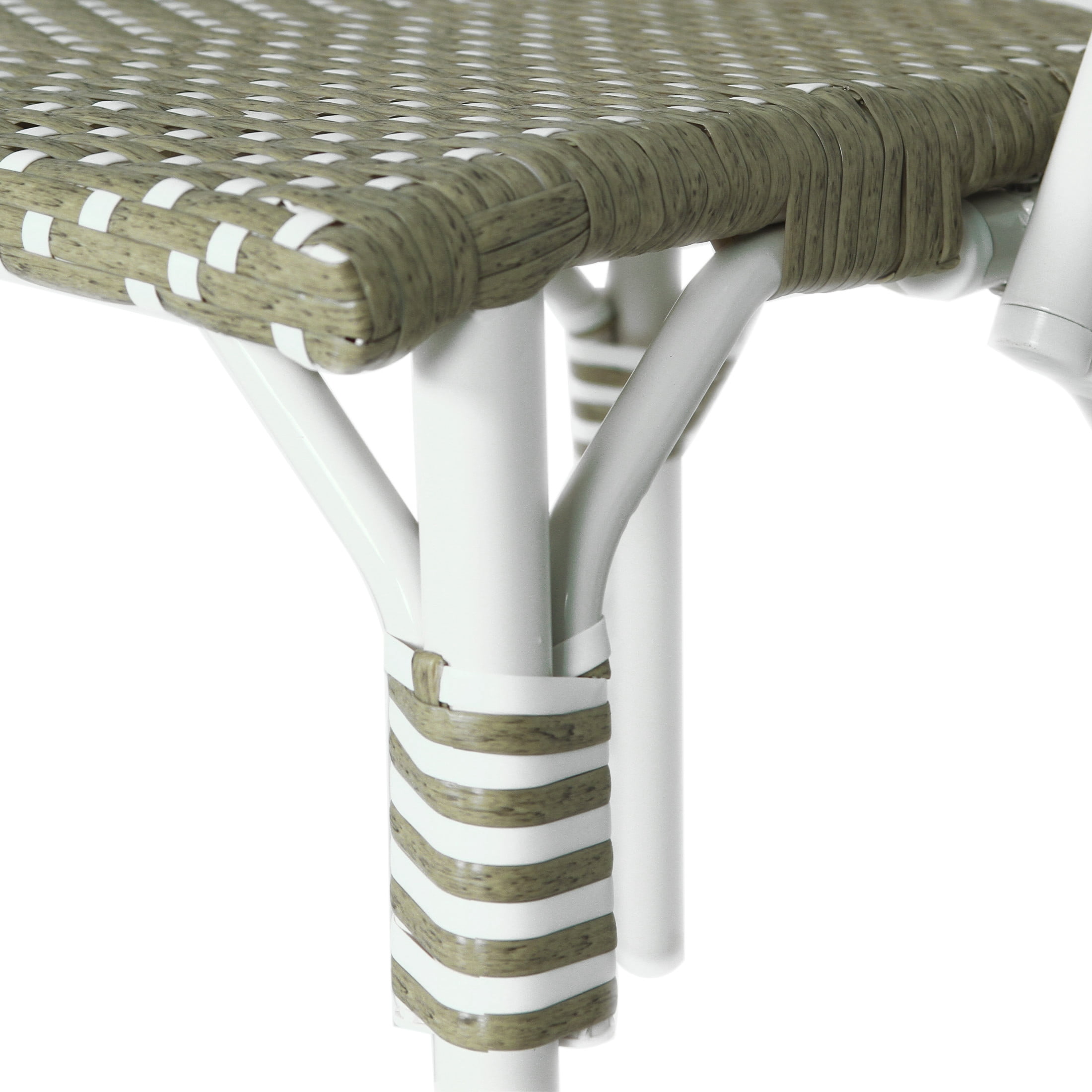 Christopher Knight Home Rattan French Bistro Outdoor Chairs, Aluminum Frame, White+Green, Set of 2