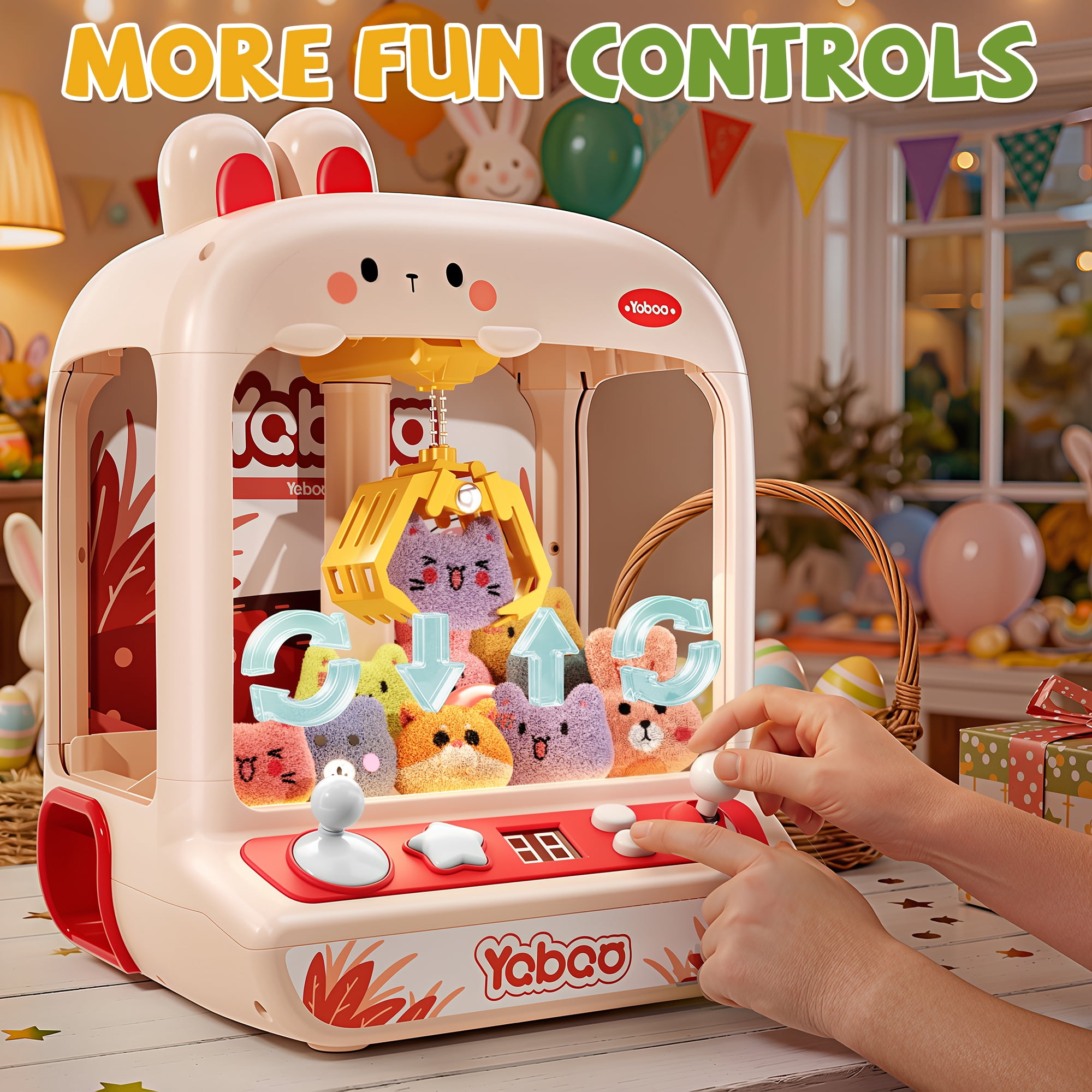 Gelomee Claw Machine for Kids , Mini Vending Machine Toys for Girls, Bunny Arcade Toy with Light  Music for Boys,  Christmas Birthday Gifts Toys Aged 3+ Year Old