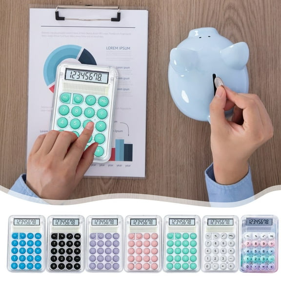 Skegnu Desk Calculator Portable Cute Transparent Calculator 8 Digit Standard Function Desktop Electronic Calculator SIZE.1 X 0.3 X 3.3inch / 5.4 X 0.8 X 8.6cm LxWxH Mini on Clearance