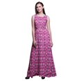 thumbnail image 1 of Bimba Robe Longue Sans Manches pour Femmes à Imprimé Feuilles Style Chic Maxi-Robe - Grande, 1 of 5