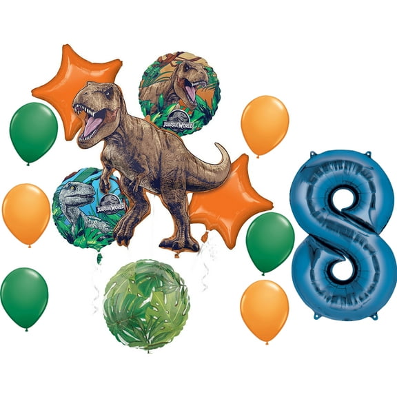 Jurassic World Dominion 8th Birthday Party Supplies Dinosaur Balloon Bouquet Decorations