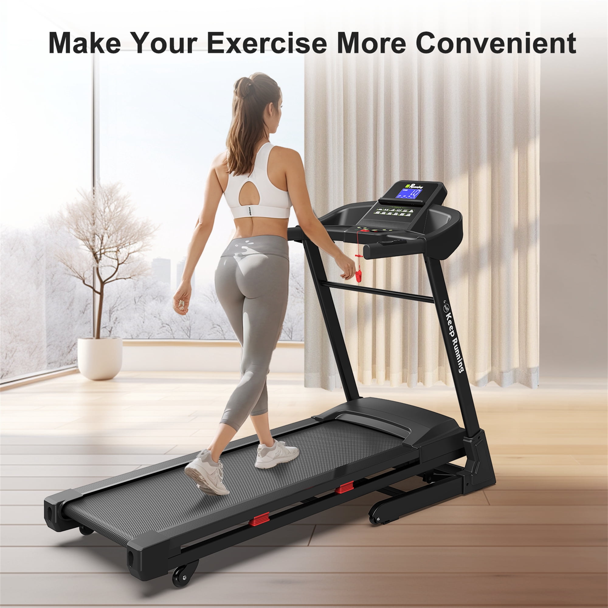 Aukfa Treadmill with Auto Incline, 400 lb Capacity, 3.25 HP Folding Electric Treadmill Running Machine 10 mph Max Speed